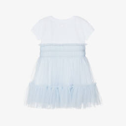 Guess-فستان بناتي أزرق من القطن والتول الفاخر | Childrensalon Outlet