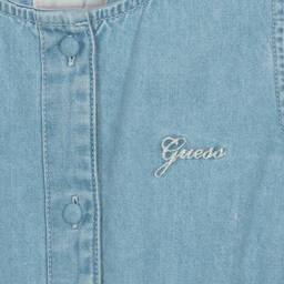 Guess-Girls Blue Denim & Pink Broderie Dress | Childrensalon Outlet
