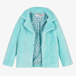 Guess-Голубая куртка из искусственного меха с граффити Бэнкси | Childrensalon Outlet