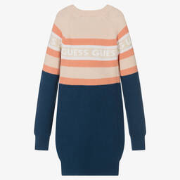 Guess-Girls Blue Knitted Logo Dress | Childrensalon Outlet