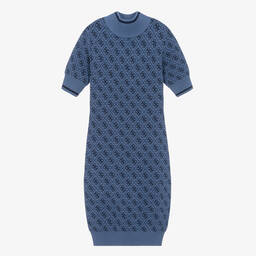 Guess-Girls Blue Knitted Printed Dress | Childrensalon Outlet
