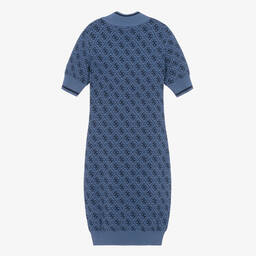 Guess-Girls Blue Knitted Printed Dress | Childrensalon Outlet