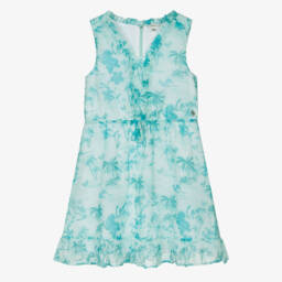Guess-Girls Blue Tropical Chiffon Dress | Childrensalon Outlet