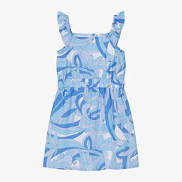 Guess-Girls Blue & White Viscose Dress | Childrensalon Outlet