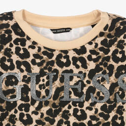 Guess-Girls Brown Leopard Sweatshirt | Childrensalon Outlet