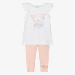 Guess-Girls Coral Leggings & Flutter Top Set | Childrensalon Outlet