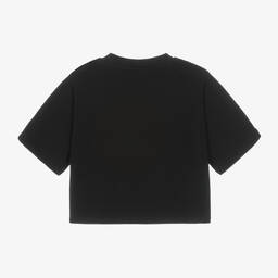 Guess-Girls Cropped Black T-Shirt | Childrensalon Outlet