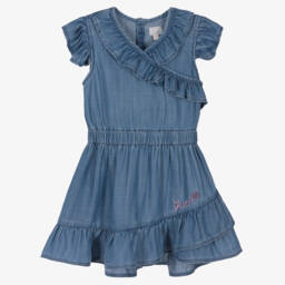 Guess-Girls Denim Blue Frill Frock | Childrensalon Outlet