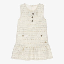 Guess-Girls Elegant Beige Tweed Frock | Childrensalon Outlet