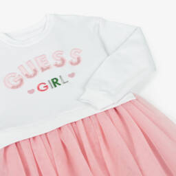 Guess-Girls Elegant Pink & White Tulle Dress | Childrensalon Outlet