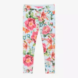Guess-Girls Floral Double-Sided Blue Leggings | Childrensalon Outlet