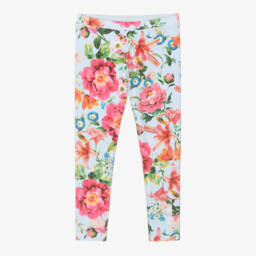 Guess-Girls Floral Double-Sided Blue Leggings | Childrensalon Outlet