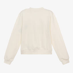 Guess-Girls Ivory Cotton Diamanté Sweatshirt | Childrensalon Outlet