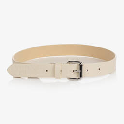 Guess-Girls Ivory Faux Leather Logo Belt | Childrensalon Outlet