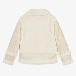 Guess-Girls Ivory Faux Suede & Faux Fur Jacket | Childrensalon Outlet