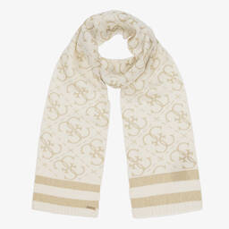 Guess-Girls Ivory & Gold Knitted 4g Hat Set | Childrensalon Outlet