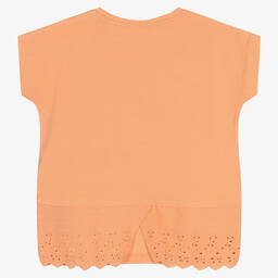 Guess-Girls Orange Cotton Sequin Logo T-Shirt | Childrensalon Outlet