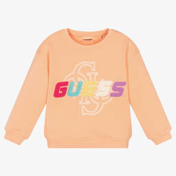 Guess-Girls Pastel Orange Logo Sweatshirt | Childrensalon Outlet