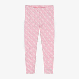 Guess-Розовые хлопковые легинсы 4G для девочек | Childrensalon Outlet