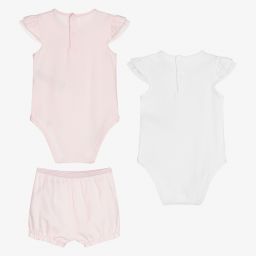 Guess-Girls Pink Cotton Babysuit Set | Childrensalon Outlet
