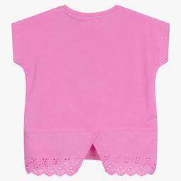 Guess-Girls Pink Cotton Sequin Logo T-Shirt | Childrensalon Outlet