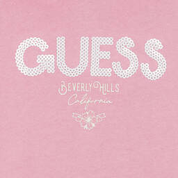 Guess-Girls Pink Cotton Sequinned Hoodie | Childrensalon Outlet