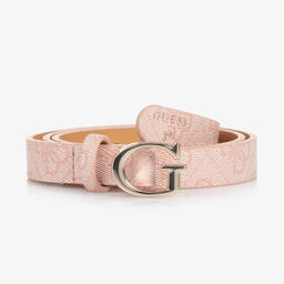 Guess-Girls Pink Faux Leather 4g Belt | Childrensalon Outlet