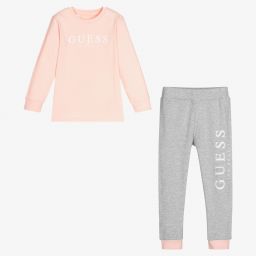 Guess-Girls Pink & Grey Long Pyjamas | Childrensalon Outlet