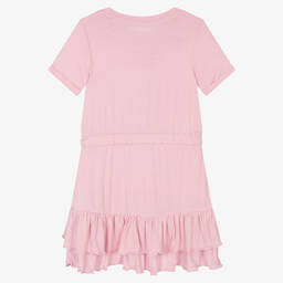 Guess-Girls Pink Jersey Logo Dress | Childrensalon Outlet