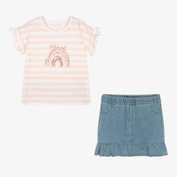 Guess-Топ в розовую полоску и джинсовая юбка | Childrensalon Outlet
