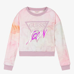 Guess-Girls Pink Tie-Dye Sweatshirt | Childrensalon Outlet