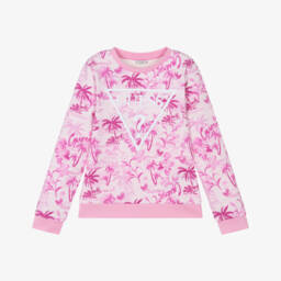 Guess-Girls Pink Tropical Emblem Sweater | Childrensalon Outlet