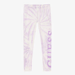 Guess-Girls Purple Cotton Tie-Dye Leggings | Childrensalon Outlet