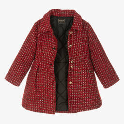 Guess-Girls Red & Black Tweed Coat | Childrensalon Outlet