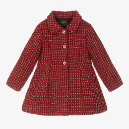 Guess-Girls Red & Black Tweed Coat | Childrensalon Outlet