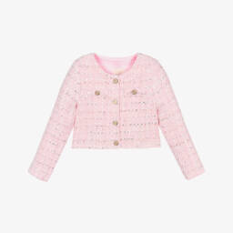Guess-Girls Sparkling Pink Woven Blazer | Childrensalon Outlet
