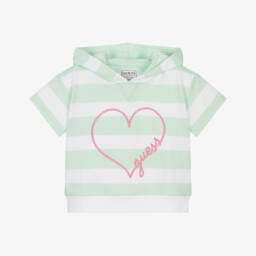 Guess-Girls Striped Cotton Jersey Hoodie | Childrensalon Outlet