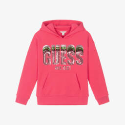 Guess-Яркий розовый хлопковый пуловер для девочек | Childrensalon Outlet