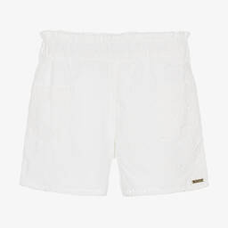 Guess-Girls White Broderie Anglaise Shorts | Childrensalon Outlet