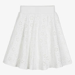 Guess-Girls White Broderie Anglaise Skirt | Childrensalon Outlet