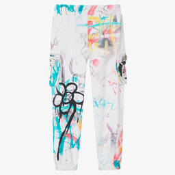 Guess-Girls White Cotton Banksy Joggers | Childrensalon Outlet