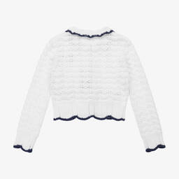 Guess-Белый хлопковый кардиган кроше для девочек | Childrensalon Outlet