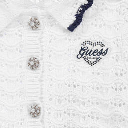 Guess-Белый хлопковый кардиган кроше для девочек | Childrensalon Outlet
