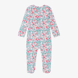 Guess-Girls White Cotton Floral Babygrow | Childrensalon Outlet