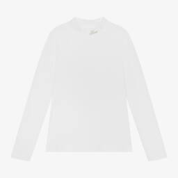Guess-Girls White Cotton Rollneck Top | Childrensalon Outlet