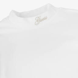 Guess-Girls White Cotton Rollneck Top | Childrensalon Outlet