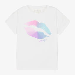 Guess-Girls White Cotton T-Shirt | Childrensalon Outlet