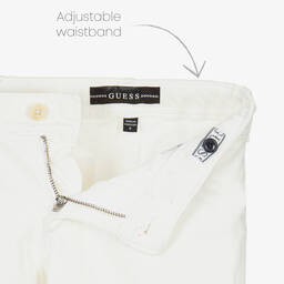Guess-بنطلون بأرجل واسعة قطن دنيم لون أبيض للبنات | Childrensalon Outlet