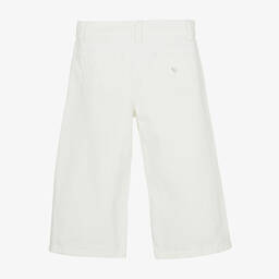 Guess-بنطلون بأرجل واسعة قطن دنيم لون أبيض للبنات | Childrensalon Outlet