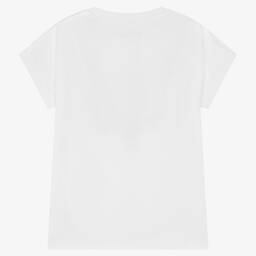 Guess-Girls White Metallic Logo T-Shirt | Childrensalon Outlet